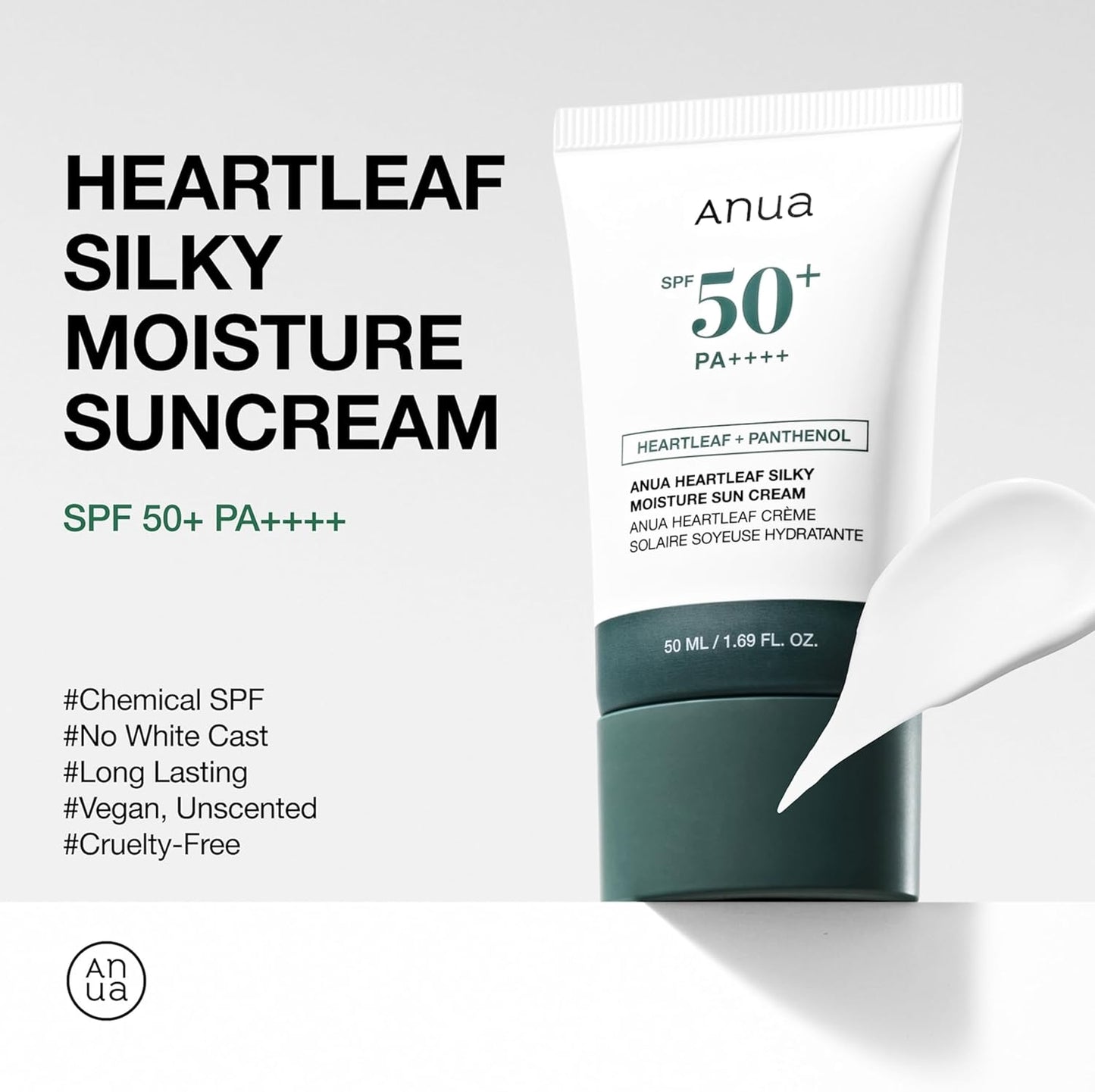 Anua Heartleaf Silky Moisture Sun Cream SPF50+ PA++++ - Skin Muse