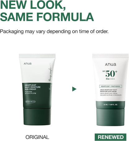 Anua Heartleaf Silky Moisture Sun Cream SPF50+ PA++++ - Skin Muse