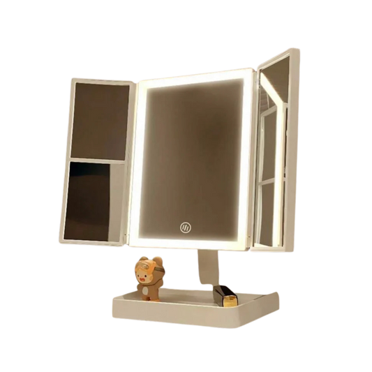 Rotatable Tri-Fold LED Makeup Mirror - Skin Muse